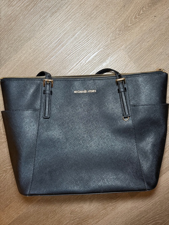 Michael Kors Handbags - Michael Kors Black Saffiano Leather Shoulder Tote with Gold Hardware